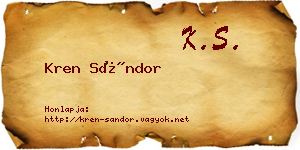 Kren Sándor névjegykártya