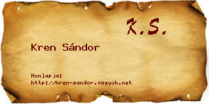 Kren Sándor névjegykártya